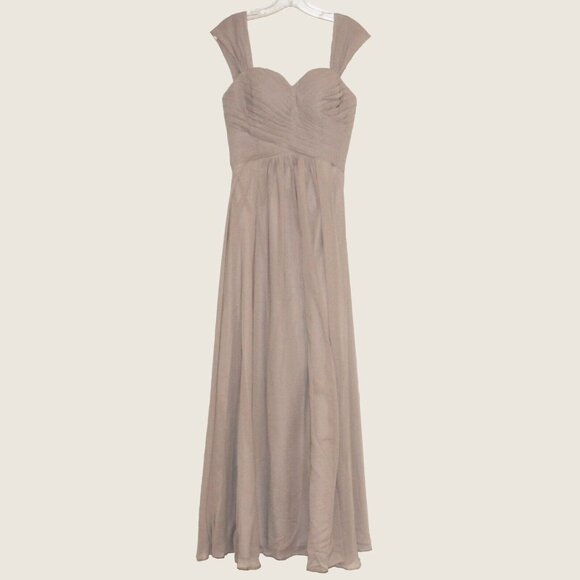 Wedding Bridesmaid Mother of the Bride Prom Dress Taupe Lace Up Small - Picture 1 of 4